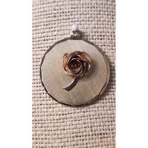 Avon Vintage 1/10 10k Gold Filled Rose Pendant Red Stone Floral Charm